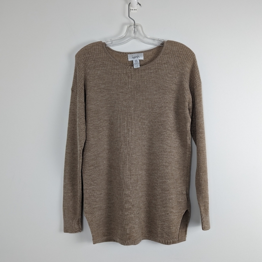 Women's Kersh Merino Wool Blend Sweater in Taupe Size M